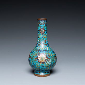 A Chinese cloisonné bottle vase, Qianlong mark and possibly of the period