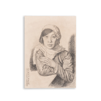 Xu Beihong 徐悲鴻 (1895-1953): 'Young lady', pencil on paper