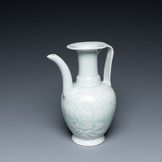 A Chinese qingbai ewer with floral design, Song