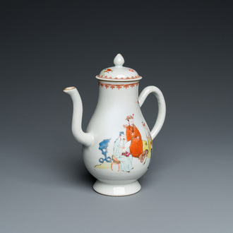 A Chinese famille rose mandarin subject ewer and cover, Qianlong