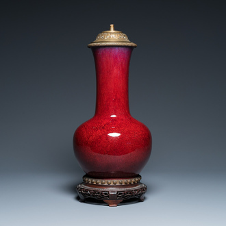 A Chinese flambé-glazed bottle vase mounted as a lamp, 19th C.