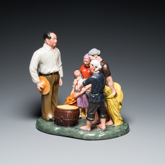 Een grote Chinese polychrome Culturele Revolutie groep met Mao, 20e eeuw