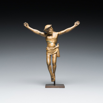 A parcel-gilt bronze corpus, probably France, 15/16th C.