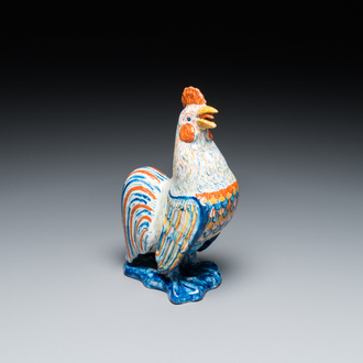 Modèle d'un coq en faïence polychrome de Delft, 18ème