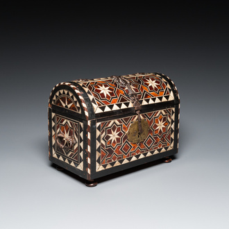 A tortoise-veneered and bone-inlaid wooden casket, probably Turkey, 17th C.