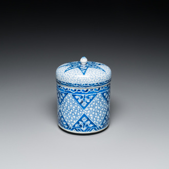 A Chinese blue and white covered jar, Kangxi