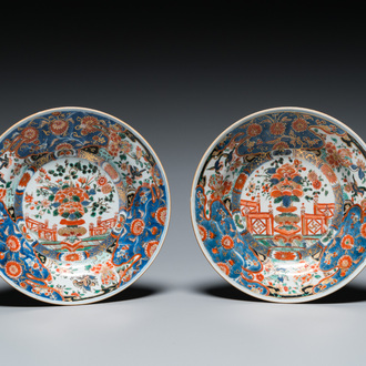 A pair of Chinese famille verte 'Stanislas' plates, Kangxi