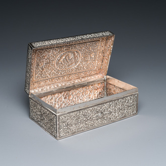 A rectangular Thai silver box, 19/20th C.