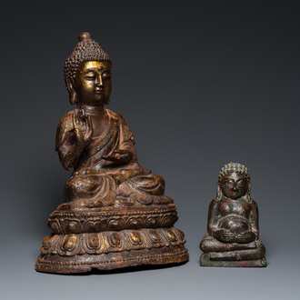 Two Thai gilt-lacquered bronze Buddha sculptures, 19/20th C.