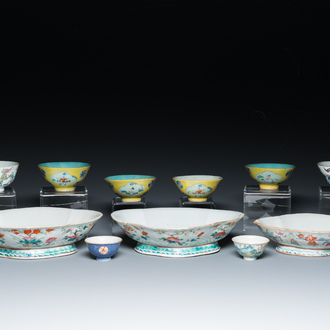 Eleven Chinese famille rose bowls, 19/20th C.