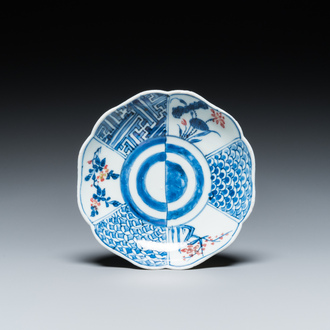 A Chinese blue, white and copper-red flower-shaped ko-sometsuke 'Yin and Yang' bowl for the Japanese market, Tianqi/Chongzhen