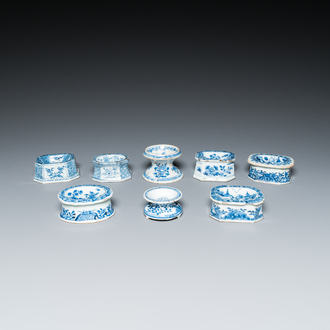 Eight Chinese blue and white salts, Kangxi and later