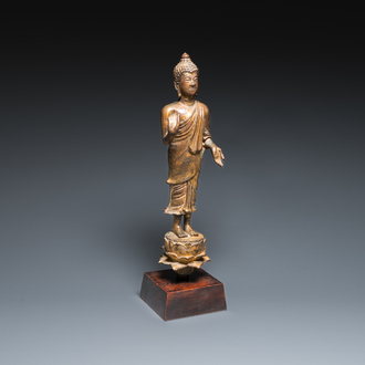 A Thai gilt bronze Buddha Shakyamuni in Lan Na-style, probably 16th C.