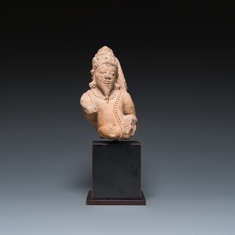 A sandstone Rishi sculpture, Madhya Pradesh, India, Candella period, 11/12th C.