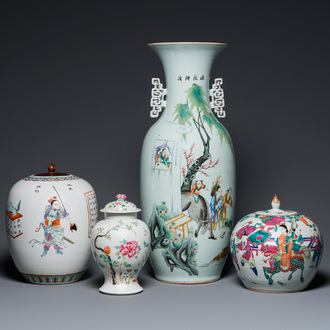 Four Chinese famille rose vases, 19/20th C.