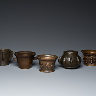 Five bronze mortars, France, Spain and Ottoman Turkey, 16/17th C.
