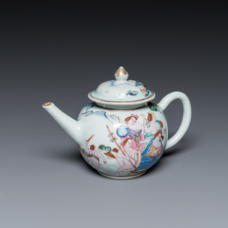 A Chinese famille rose 'Four elements' teapot and cover, Qianlong