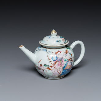 Théière couverte en porcelaine de Chine famille rose à décor des 'Quatre éléments', Qianlong