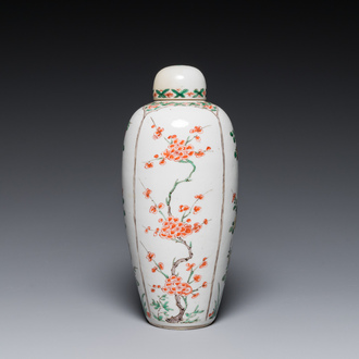 A Chinese famille verte 'four seasons' jar and cover, Kangxi