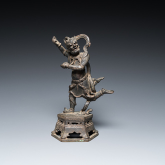 A Chinese bronze sculpture of Xing Kui, Ming