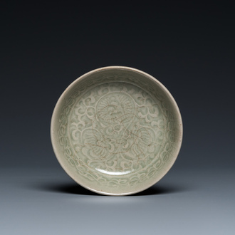 Een Chinese Yaozhou celadon kom, Song of later