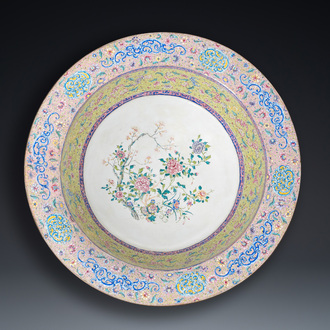 An exceptionally large Chinese Canton enamel basin, Yongzheng