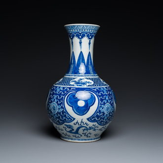 A Chinese blue and white bottle vase, 19th C.