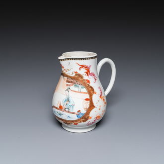 A fine Chinese famille rose jug with a lady with child, Yongzheng/Qianlong