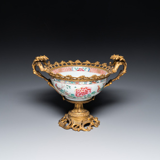 A Chinese gilt bronze-mounted famille rose bowl, Yongzheng