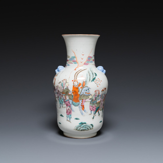 A Chinese famille rose 'narrative subject' vase, Tongzhi mark, 19/20th C.