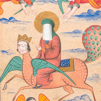 Persian school, miniature: 'Prophet Muhammad on his steed Buraq'