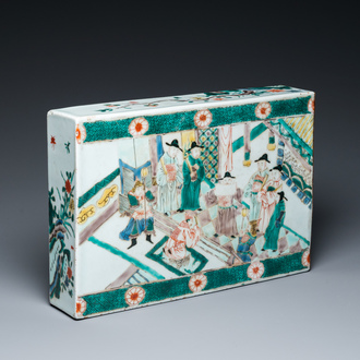 A Chinese famille verte ‘narrative subject’ tile, 19th C.