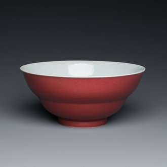 A Chinese liver-red-glazed bowl, Qianlong mark and of the period
