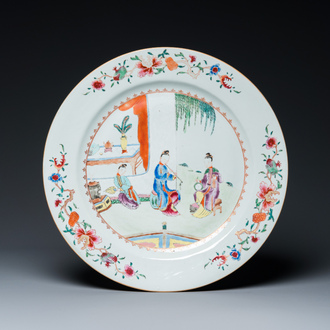A Chinese famille rose 'musicians' dish, Qianlong