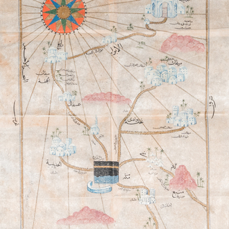 Ottoman school: 'A map centrally depicting the Kaaba in Mecca'