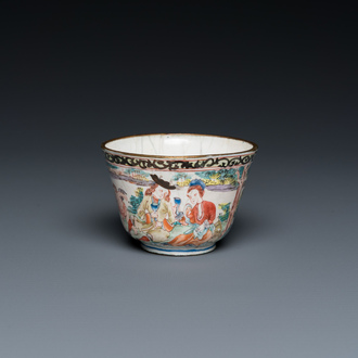 A Chinese Canton enamel 'foreigners' wine cup, Yongzheng