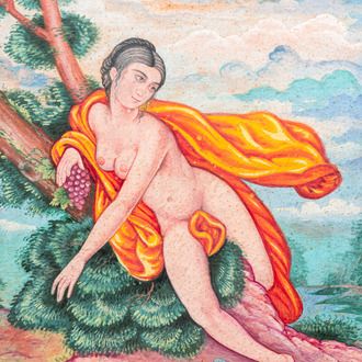 Qajar school, miniature: 'Portrait of a naked lady representing fertility and the woman as the source of life'