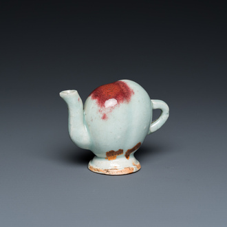 A Chinese miniature peach-shaped junyao-glazed 'Cadogan' ewer, Qianlong