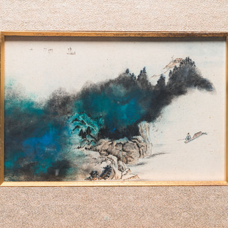 Navolger van Zhang Daqian 張大千 (1898-1983): 'Landschap', inkt en kleur op papier