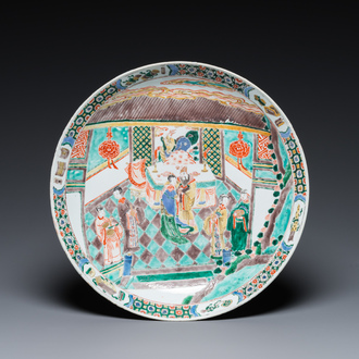 A Chinese famille verte ‘narrative subject’ dish, Kangxi