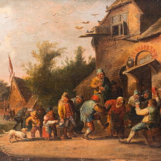 Omgeving van Adriaen van Ostade (1610-1685): 'Een kermis', olie op paneel