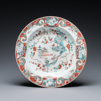 A deep Chinese famille rose dish, Yongzheng