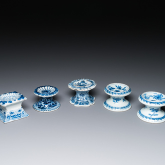 Five Chinese blue and white salts, Kangxi