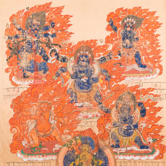 A silk thangka depicting Mahakala, Tibet, 19th C.