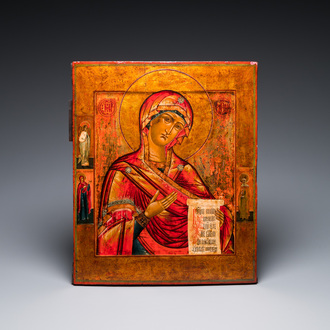A Russian 'Mother of God' icon from a Deisis-tryptich, 18/19th C.