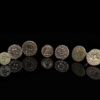 Seven bronze seal stamps, Western Europe, 15/16th C.
