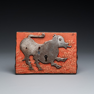 A lion-shaped iron doorlock, probably Germany, 16/17th C.