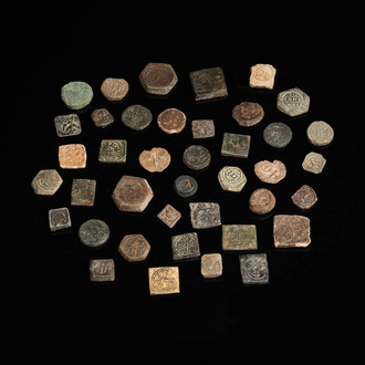 A collection of 40 copper and lead coin weights, 14/15th C.