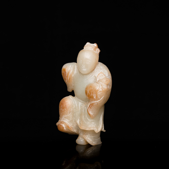 A Chinese jade sculpture of a boy, 18/19th C.