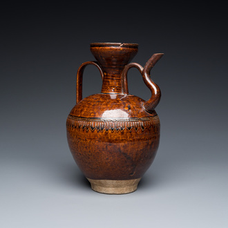 A Chinese brown-glazed ewer, Song